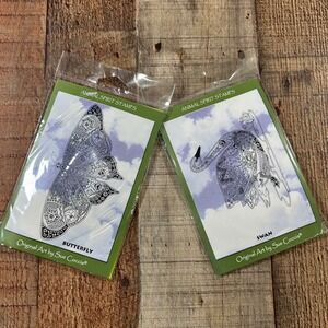 Sue Coccia Animal Spirit Stamps Butterfly Swan Unmounted Rubber Stamps Set NEW